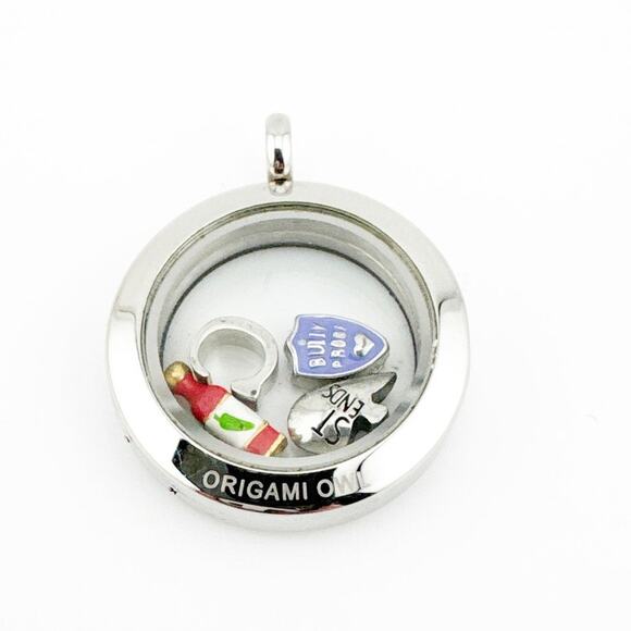 Origami Owl Living Locket Pendant Silver Rhinestone Floating Charms - Picture 1 of 10